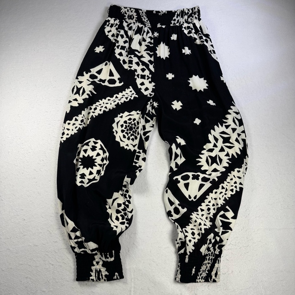 Anthropologie Women’s M Aniya Balloon Joggers Black White Graphic
